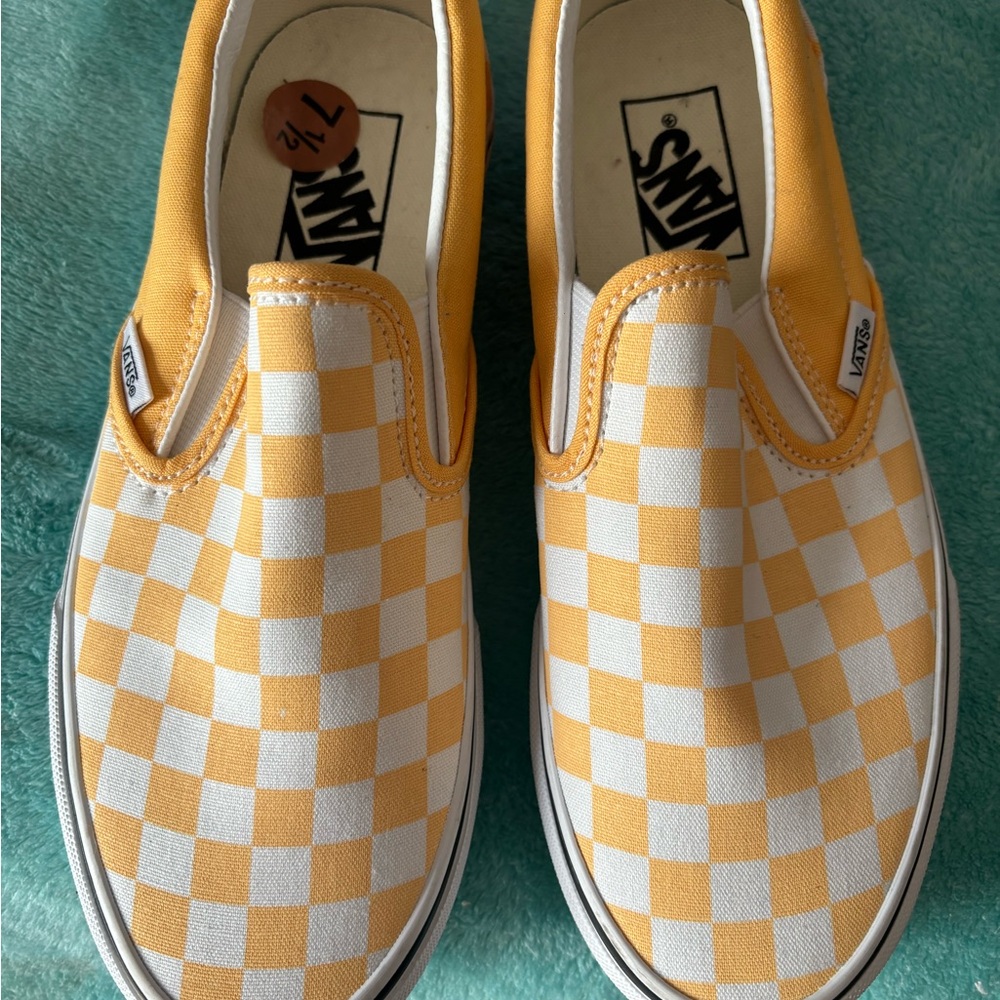 Yellow and white checkered vans